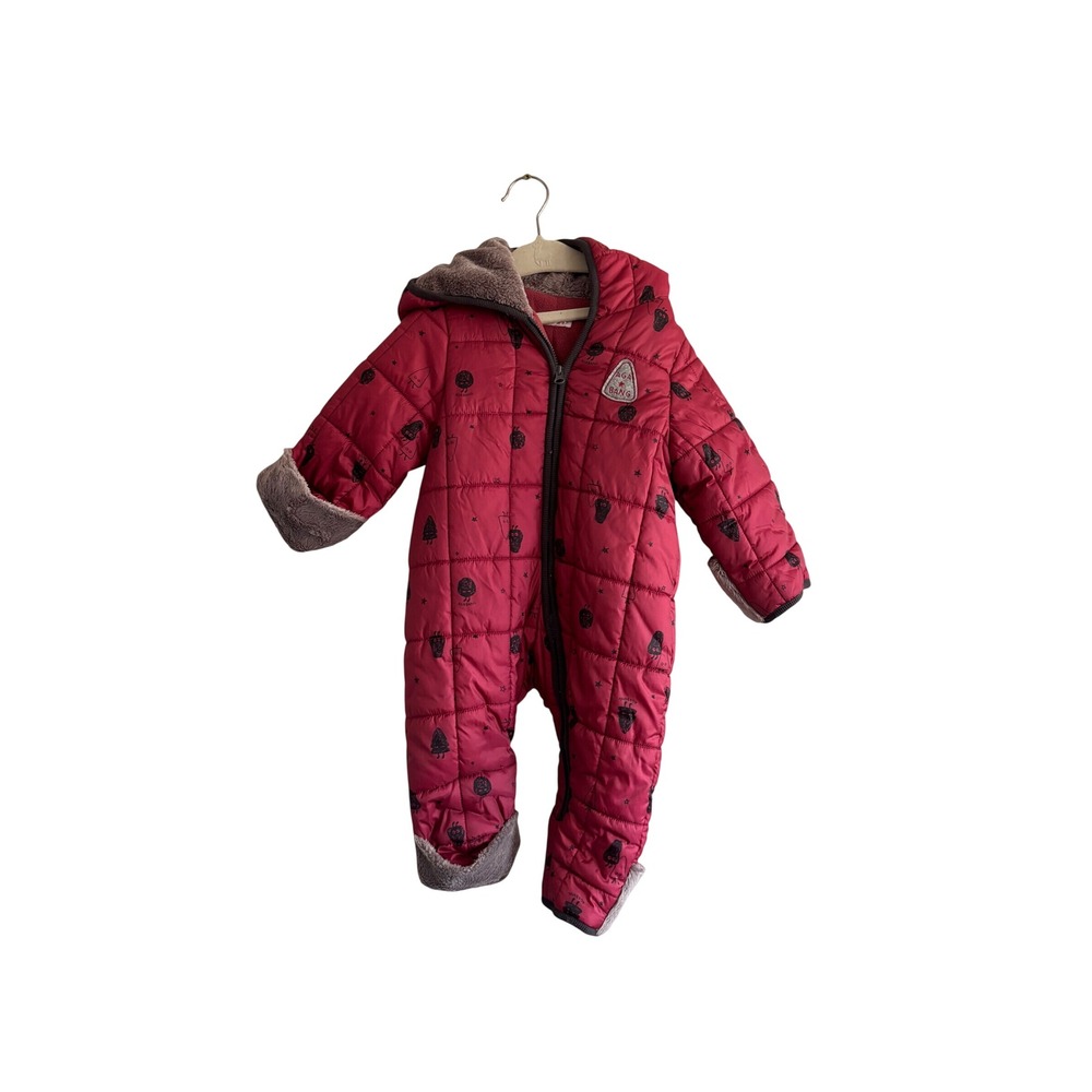 Agabang Kids Cherry Pink Quilted Hooded Snowsuit Pram Suit Size 90 Print
